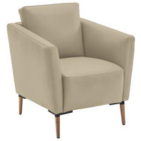 SESSEL in Echtleder Ecru  - Ecru/Eichefarben, Natur, Leder/Holz (75/84/76cm) - Valnatura