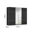 SCHWEBETÜRENSCHRANK 271/223/68 cm 3-türig Schwarz  - Alufarben/Schwarz, KONVENTIONELL, Glas/Holzwerkstoff (271/223/68cm) - Novel