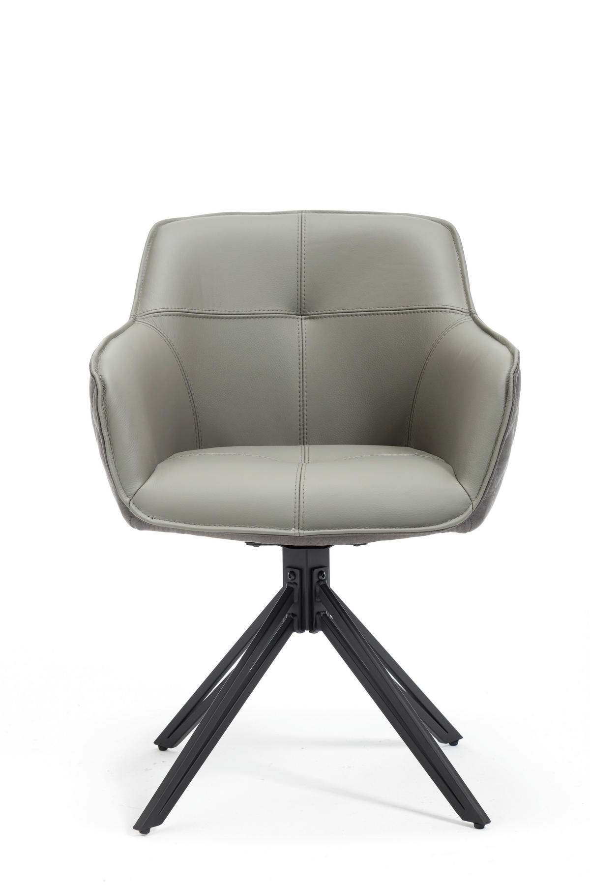 ARMLEHNSTUHL  Sitzfläche 180° drehbar Mikrofaser Echtleder  - Schwarz/Grau, MODERN, Leder/Textil (59/82/62cm) - MID.YOU