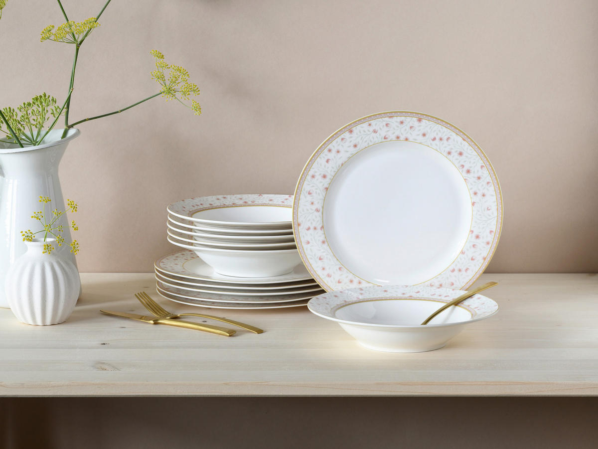 JEDÁLENSKÝ SERVIS, nový kostný porcelán (new bone china) - perleťová, Trend, keramika - Creatable