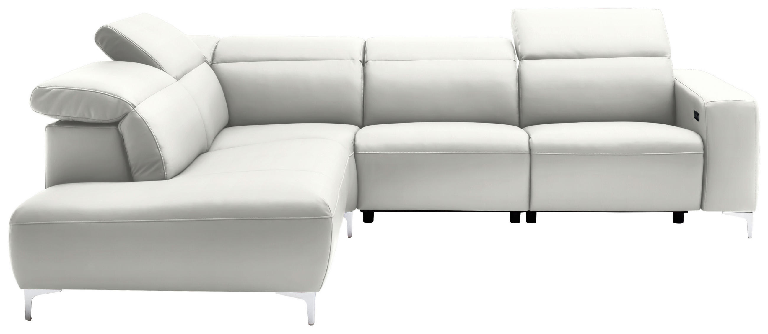 ECKSOFA in Echtleder Weiss  - Chromfarben/Weiss, Design, Leder/Metall (223/290cm) - Pure Home Lifestyle