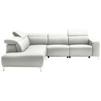 ECKSOFA in Echtleder Weiss  - Chromfarben/Weiss, Design, Leder/Metall (223/290cm) - Pure Home Lifestyle