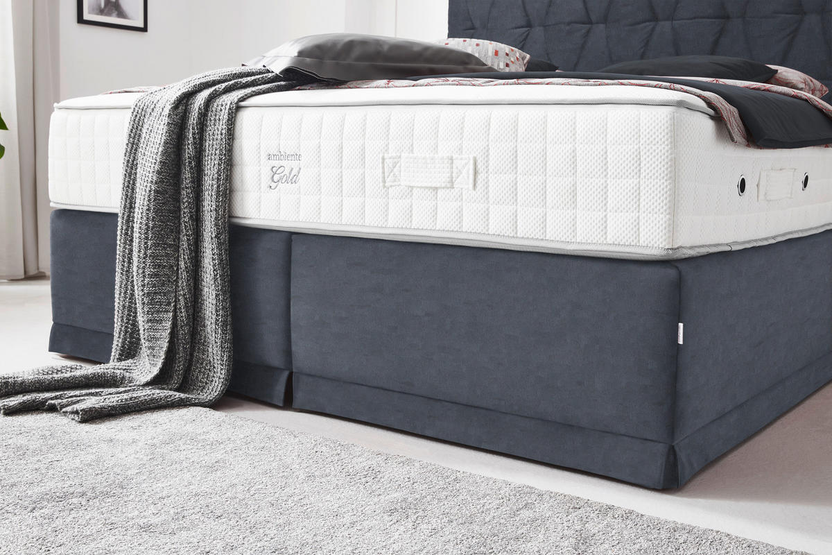 BOXSPRINGBETT 180/200 cm  in Blaugrau  - Blaugrau, Konventionell, Textil (180/200cm) - Ambiente