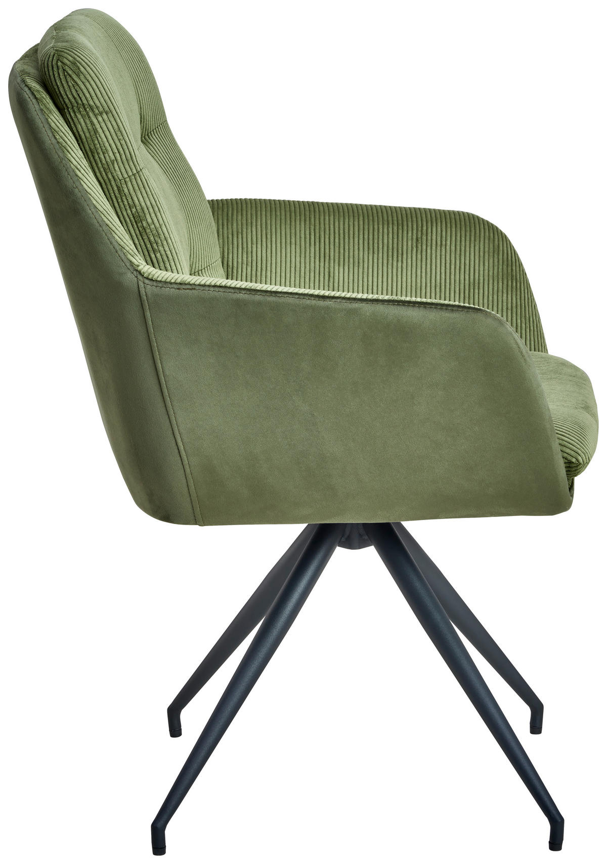 ARMLEHNSTUHL  in Eisen Cord, Samt, Webstoff  - Schwarz/Grün, LIFESTYLE, Textil/Metall (60/94/64cm) - MID.YOU