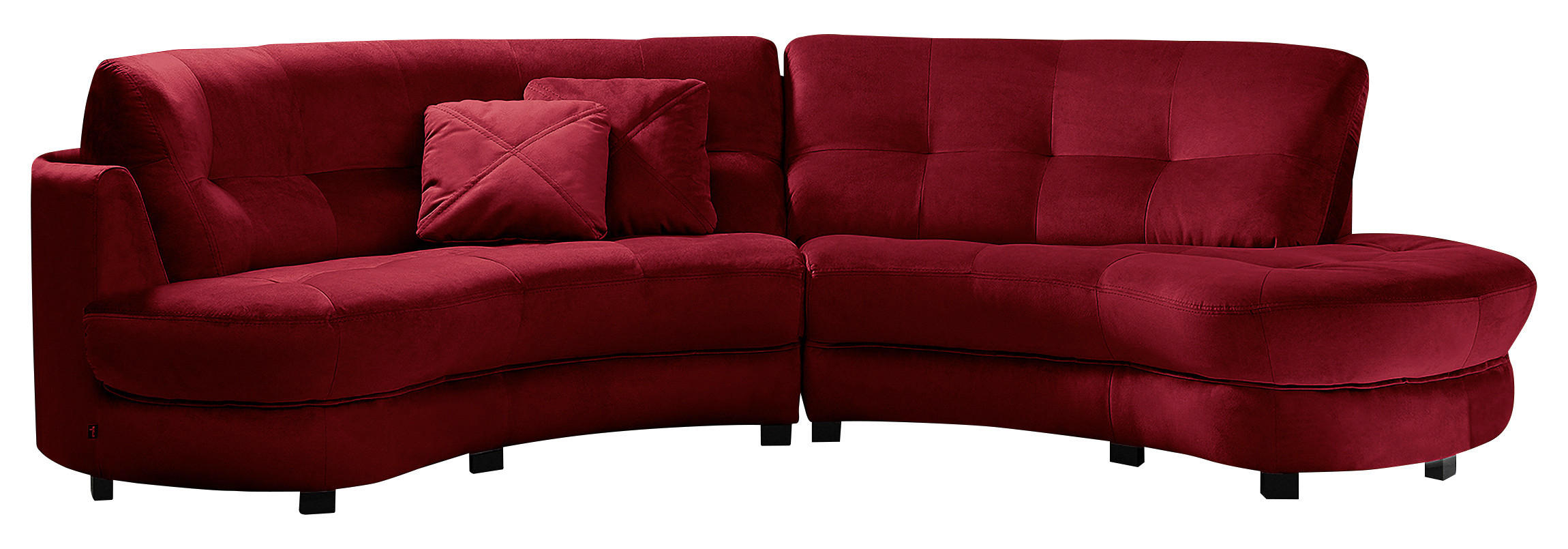 ECKSOFA in Samt Bordeaux  300/113 cm  - Bordeaux/Schwarz, Design, Kunststoff/Textil (300/113cm) - Livetastic