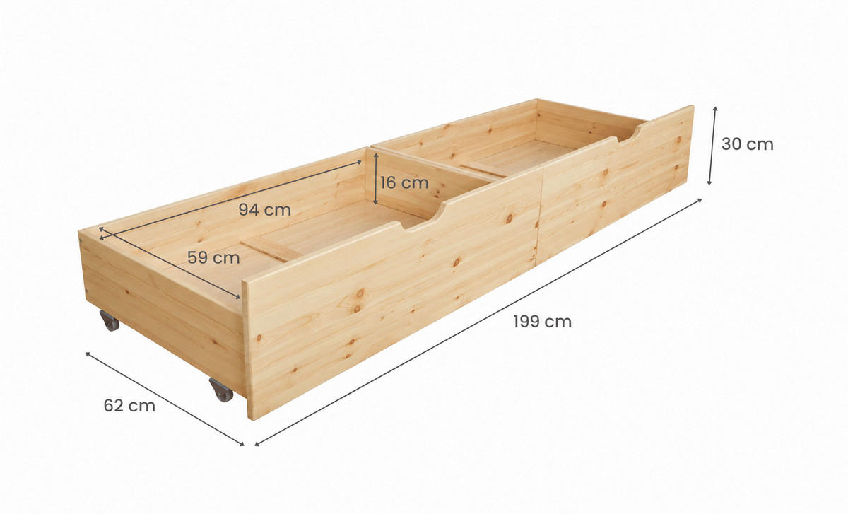 STAURAUMBETT 120/200 cm  Naturfarben   - Naturfarben, Modern, Holz (120/200cm) - MID.YOU