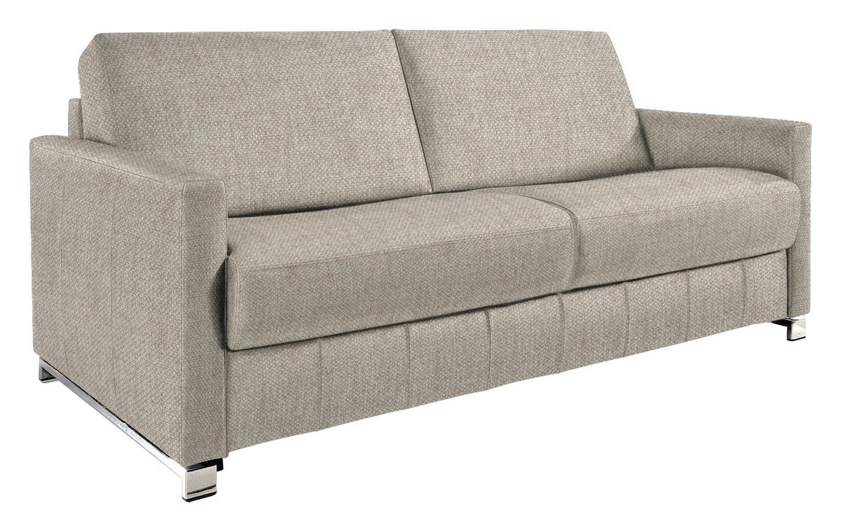 SCHLAFSOFA in Flachgewebe Sandfarben  - Sandfarben/Chromfarben, Design, Textil/Metall (185/84/100cm) - Bali