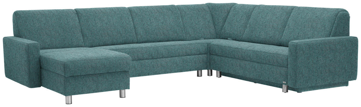 WOHNLANDSCHAFT in Chenille Türkis  - Türkis/Alufarben, KONVENTIONELL, Kunststoff/Textil (158/322/236cm) - Sedda