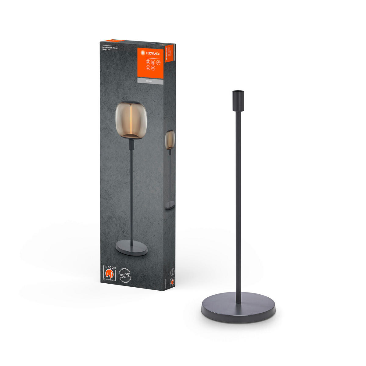 LEUCHTENFUß Decor Stick Floor 26/78 cm   - Dunkelgrau, Basics, Metall (26/78cm) - Ledvance