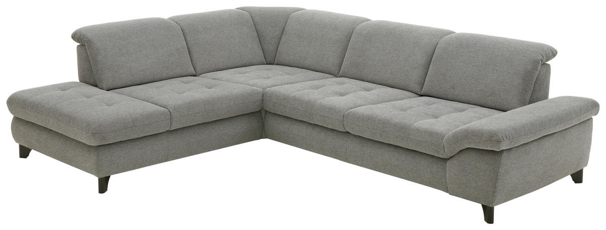 ECKSOFA in Webstoff Grau  - Chromfarben/Grau, Design, Textil/Metall (260/319cm) - Beldomo Style