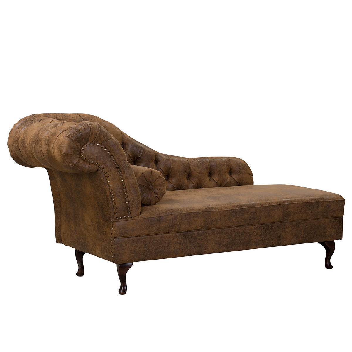 RÉCAMIERE Lederlook Braun  - Braun, Design, Holz/Textil (185/93/75cm) - Livetastic