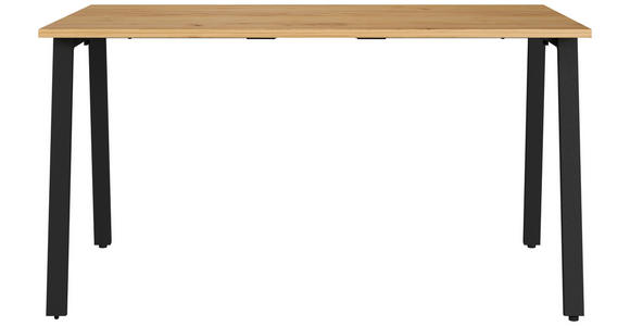 SCHREIBTISCH 140/80/75 cm Eichefarben, Schwarz  - Eichefarben/Schwarz, MODERN, Holzwerkstoff/Metall (140/80/75cm) - Novel