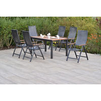 GARTENTISCHGRUPPE  - Graphitfarben/Akaziefarben, KONVENTIONELL, Holz/Metall - Gardenson