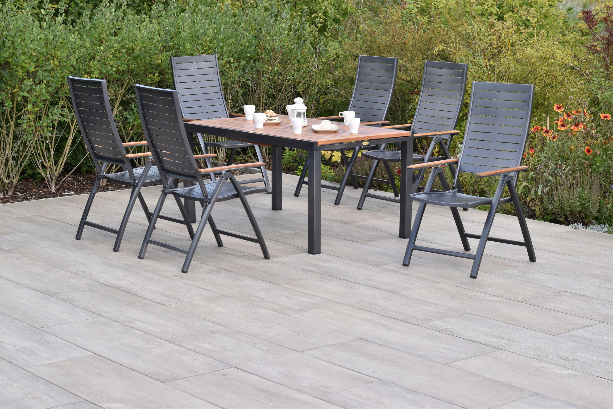 Gardenson Gartentischgruppe Tinos Graphit, Akazie