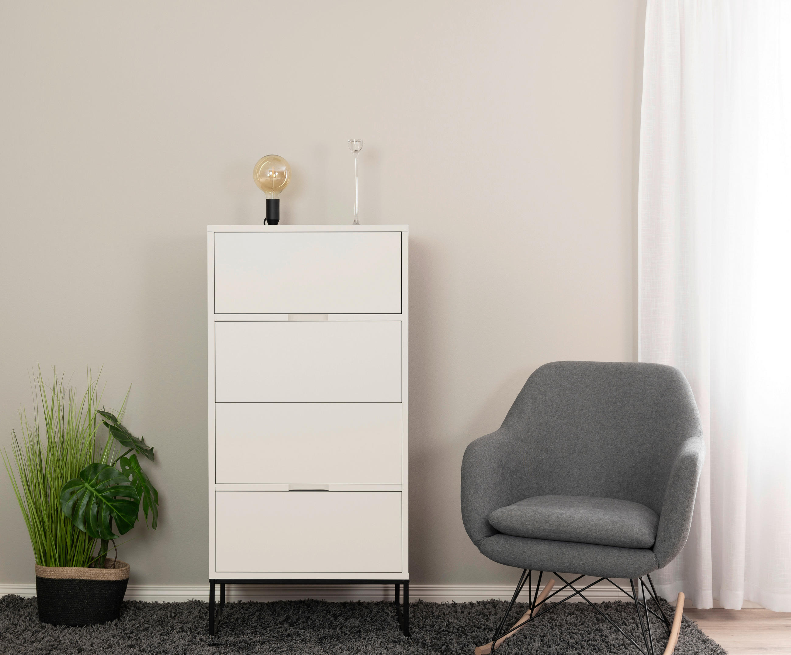 KOMMODE Lipp  in 60/127/43 cm  - Schwarz/Weiß, Design, Holzwerkstoff/Metall (60/127/43cm)