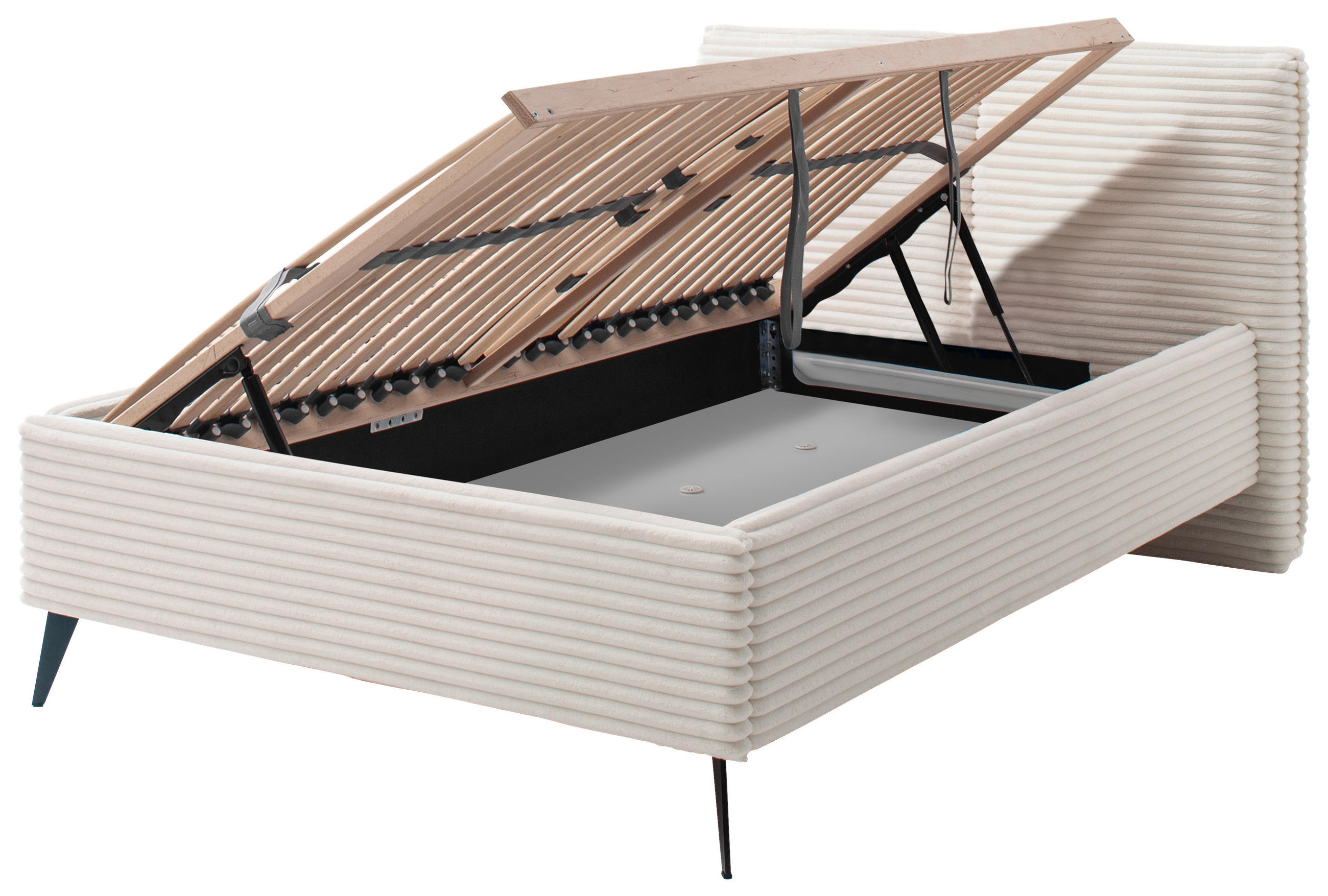 POLSTERBETT 140/200 cm  in Creme  - Creme/Schwarz, Trend, Textil/Metall (140/200cm) - Boxxx