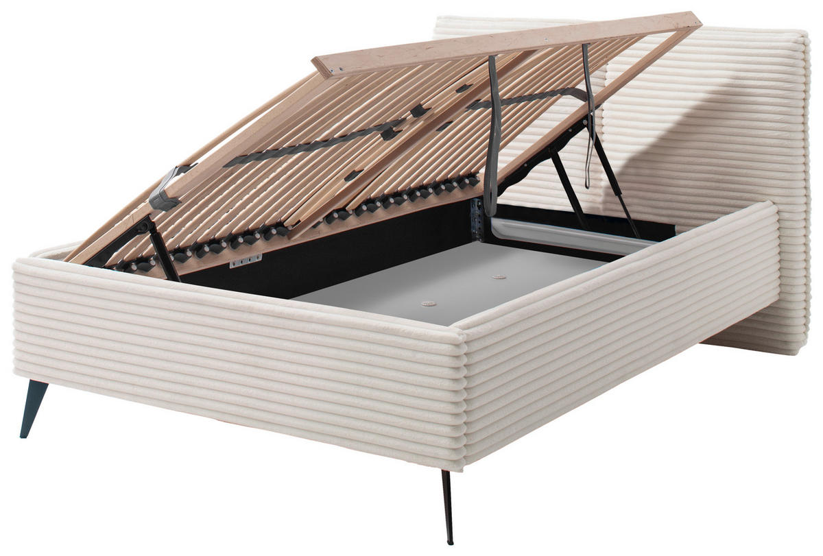 POLSTERBETT 140/200 cm  in Creme  - Creme/Schwarz, Trend, Textil/Metall (140/200cm) - Boxxx