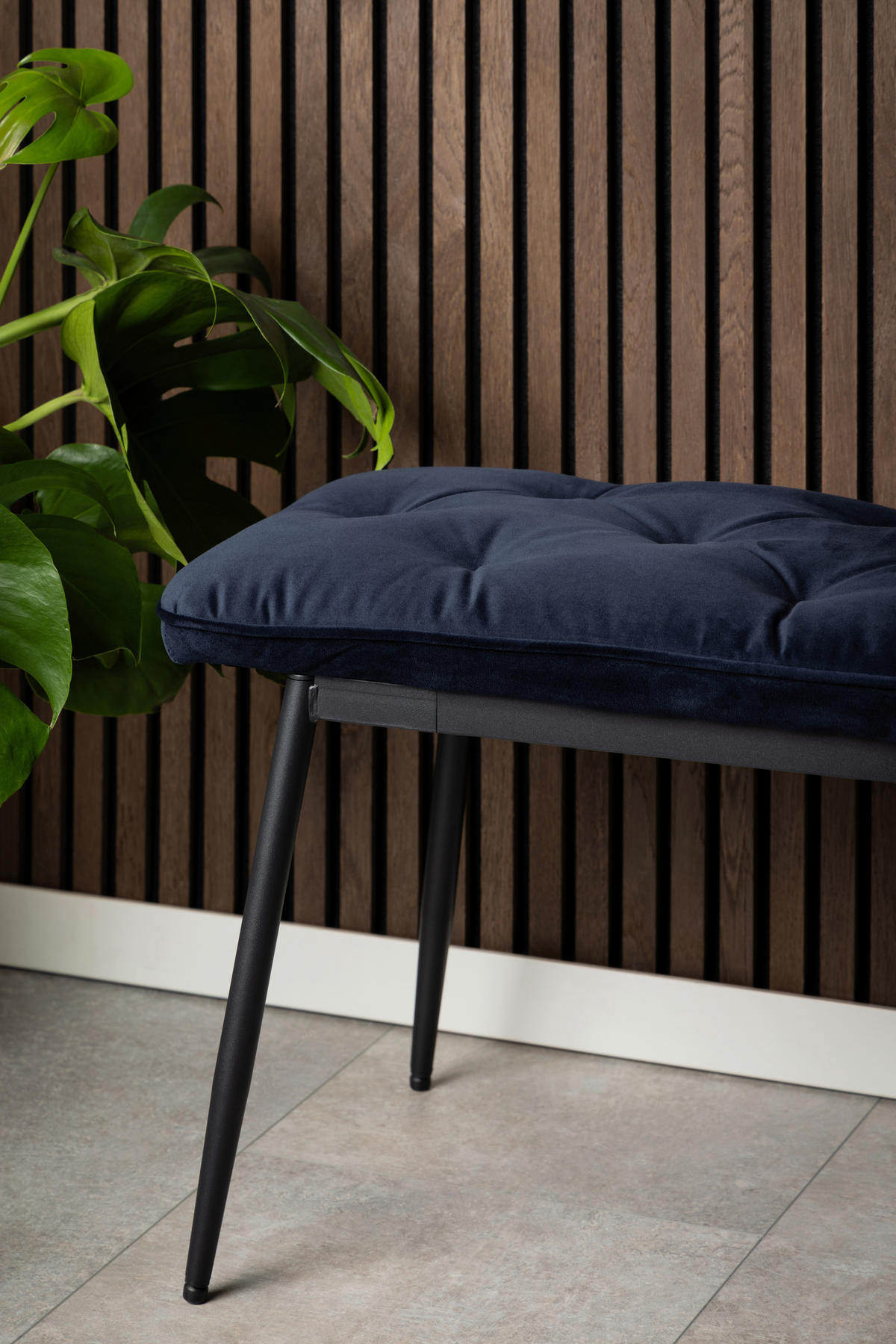 SITZBANK in Textil Dunkelblau  - Schwarz/Dunkelblau, Trend, Textil/Metall (159/48/38cm) - MID.YOU