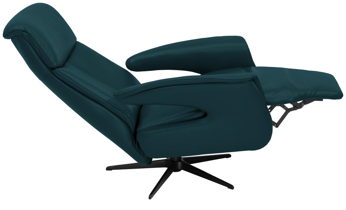 RELAXSESSEL in Leder Blau  - Blau/Schwarz, Design, Leder/Metall (78/106/88cm) - Welnova