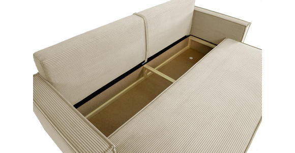 SCHLAFSOFA  mit Rücken echt, Armteil links, Armteil rechts Cord Creme  - Creme/Schwarz, Design, Textil (232/85/92cm) - Xora