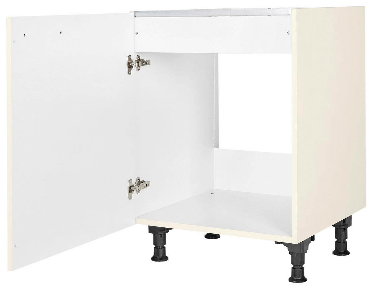 SPÜLENUNTERSCHRANK 60/87/56 cm  in Magnolie  - Edelstahlfarben/Magnolie, MODERN, Holzwerkstoff/Metall (60/87/56cm) - Nobilia