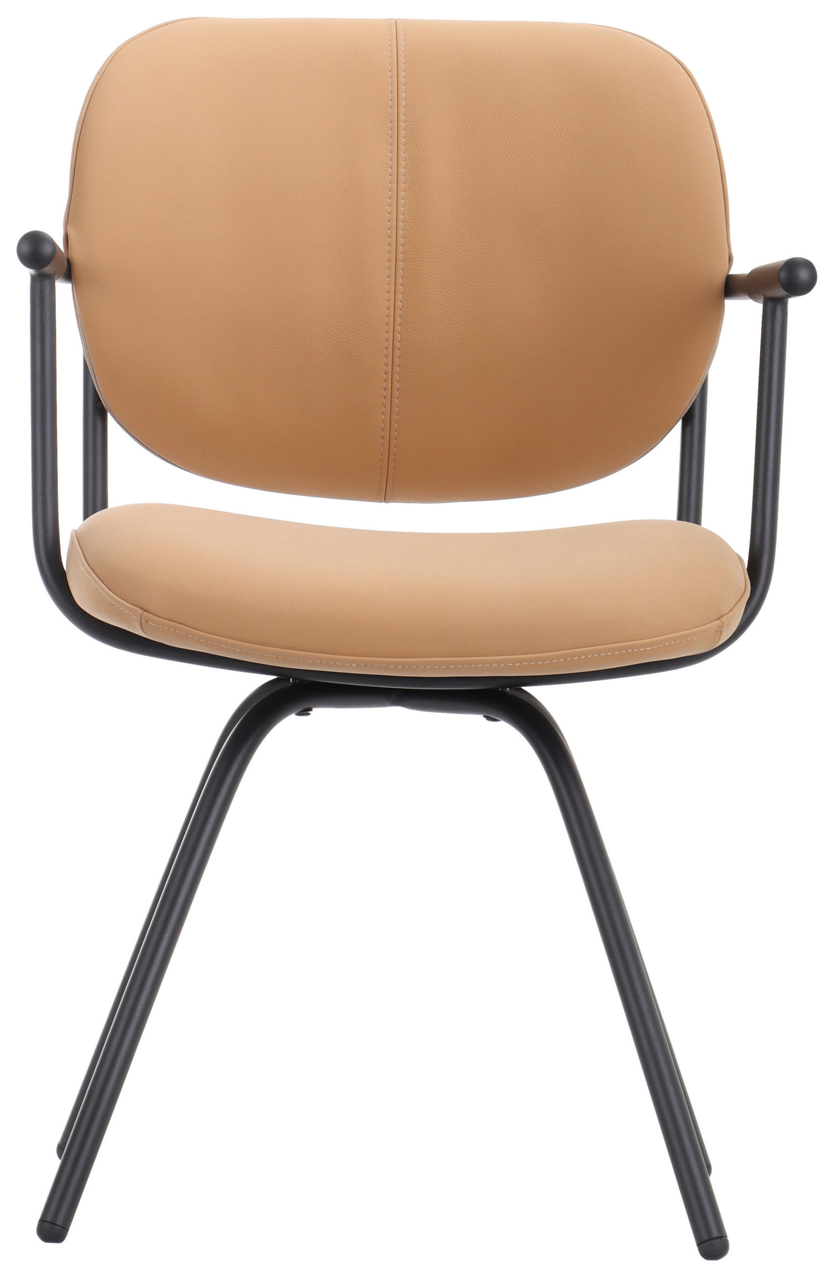 STOL MED ARMSTÖD järn äkta läder pigmenterad  - mörkgul/svart, Modern, metall/läder (56/86/63,5cm) - Novel