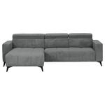 ECKSOFA Dunkelgrau Cord Rücken echt, Kopfteilverstellung, Sitzvorzug  - Dunkelgrau/Schwarz, KONVENTIONELL, Textil/Metall (170/257cm) - Carryhome
