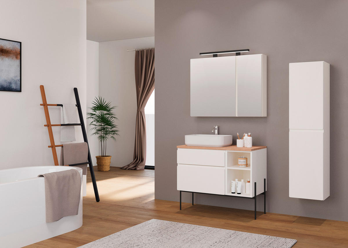 SPIEGELSCHRANK 90/75/18 cm  - Weiß, MODERN, Glas/Holzwerkstoff (90/75/18cm) - Welnova