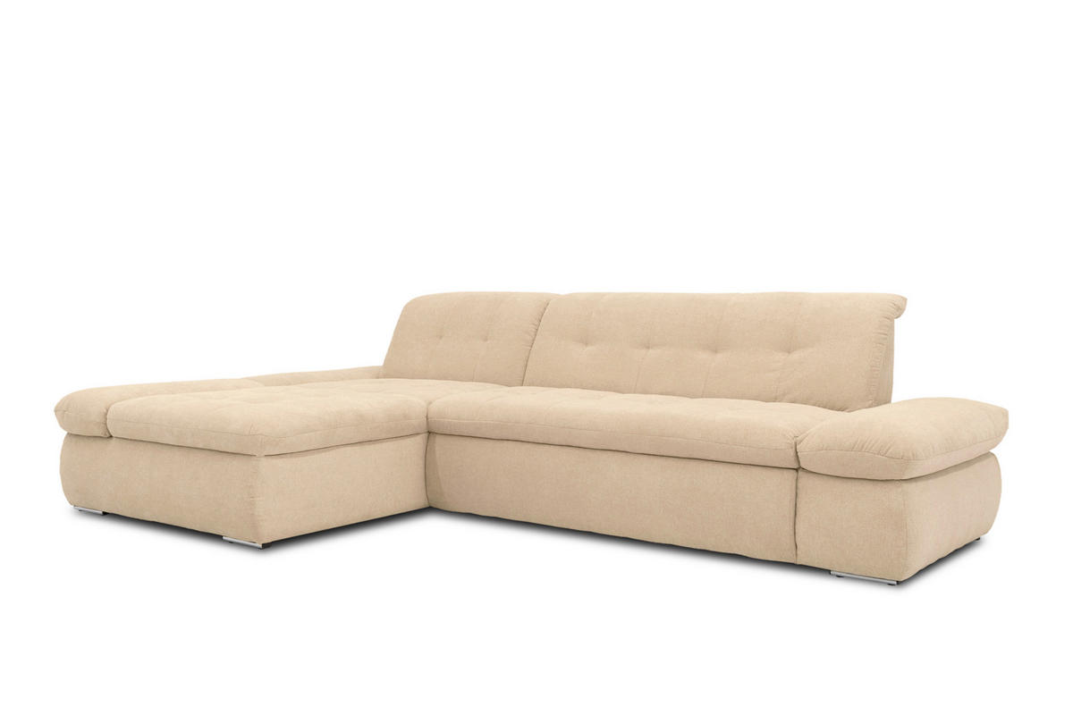 ECKSOFA Beige Mikrofaser  - Chromfarben/Beige, KONVENTIONELL, Textil/Metall (172/300cm) - MID.YOU