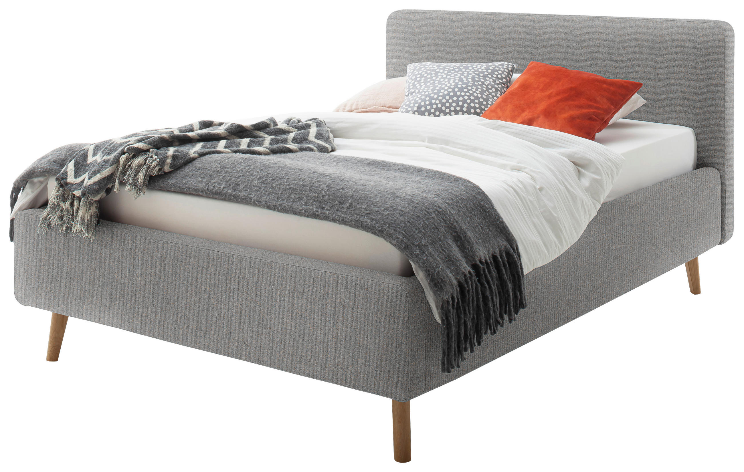 POLSTERBETT Grau 140/200 cm  - Eichefarben/Grau, Design, Holz/Textil (140/200cm) - MID.YOU