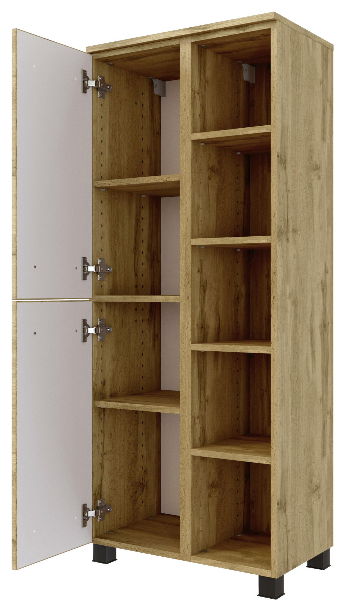 MIDISCHRANK 55/130/35 cm  - Eichefarben/Schwarz, MODERN, Holzwerkstoff/Metall (55/130/35cm) - Held