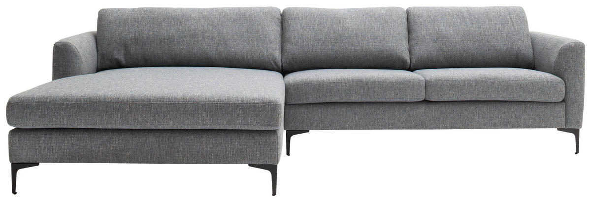 ECKSOFA in Flachgewebe Blaugrau  195/310 cm  - Blaugrau/Schwarz, Design, Textil/Metall (195/310cm) - Schöner Wohnen