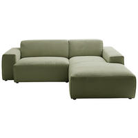 ECKSOFA in Cord Hellgrün  - Schwarz/Hellgrün, Design, Kunststoff/Textil (230/189cm) - Pure Home Lifestyle