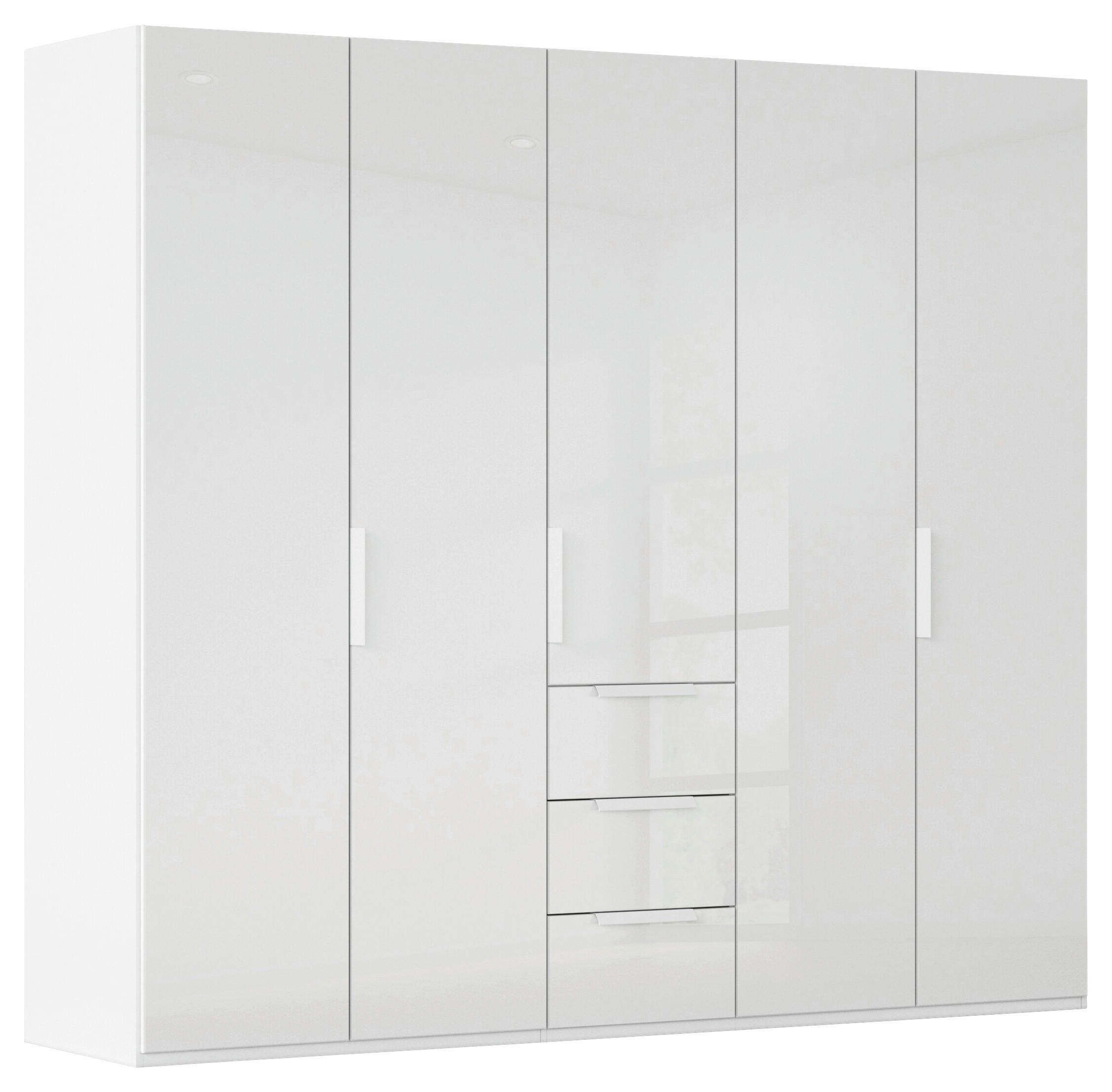 DREHTÜRENSCHRANK 251/223/61 cm,  in Weiß, 5-türig  - Weiß, Basics, Glas/Holzwerkstoff (251/223/61cm) - Novel