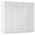 DREHTÜRENSCHRANK 251/235/61 cm,  in Weiß, 5-türig  - Weiß, Basics, Glas/Holzwerkstoff (251/235/61cm) - Novel
