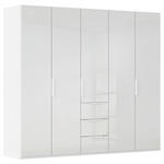 DREHTÜRENSCHRANK 251/223/61 cm,  in Weiß, Weiß Hochglanz, 5-türig  - Weiß Hochglanz/Weiß, Basics, Holzwerkstoff/Metall (251/223/61cm) - Novel