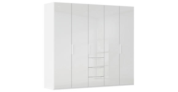 DREHTÜRENSCHRANK 251/235/61 cm,  in Weiß, 5-türig  - Weiß, Basics, Glas/Holzwerkstoff (251/235/61cm) - Novel