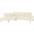 ECKSOFA Creme Chenille Kopfteilverstellung, Sitztiefenverstellung  - Creme/Schwarz, Design, Textil/Metall (243/307cm) - Xora