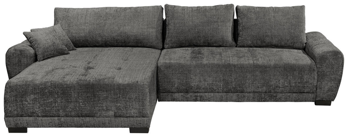 HÖRNBÄDDSOFFA 3-sits i chenille grafitfärgad  - grafitfärgad/svart, Basics, textil/plast (321/184cm) - Livetastic