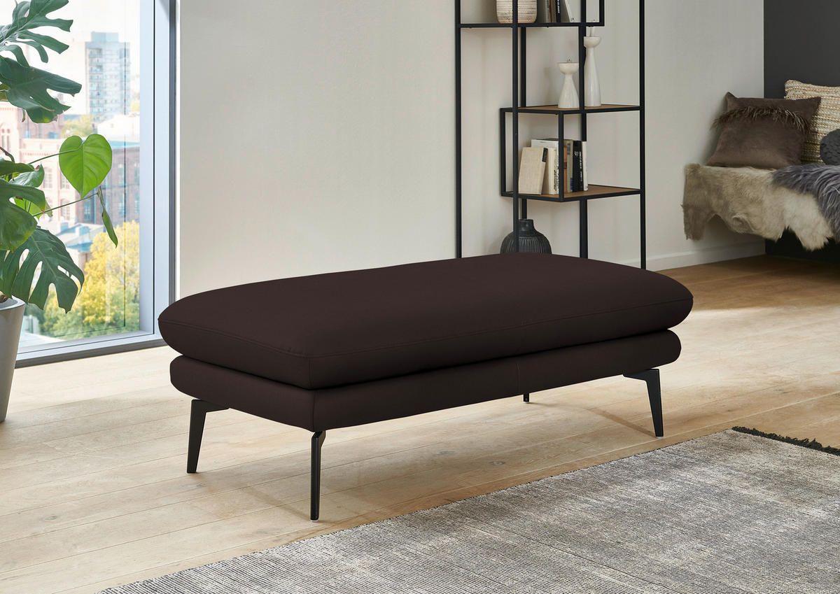 ECKSOFA in Echtleder Braun  - Schwarz/Braun, Design, Leder/Metall (310/180cm) - Dieter Knoll