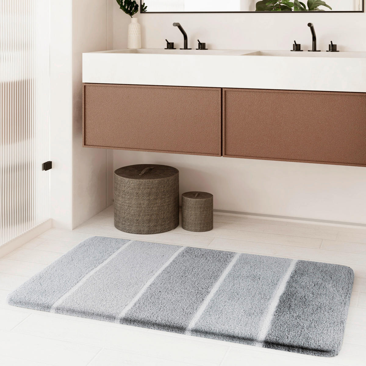 BADTEPPICH Grau 60/100 cm  - Grau, Basics, Kunststoff/Textil (60/100cm) - WECON HOME