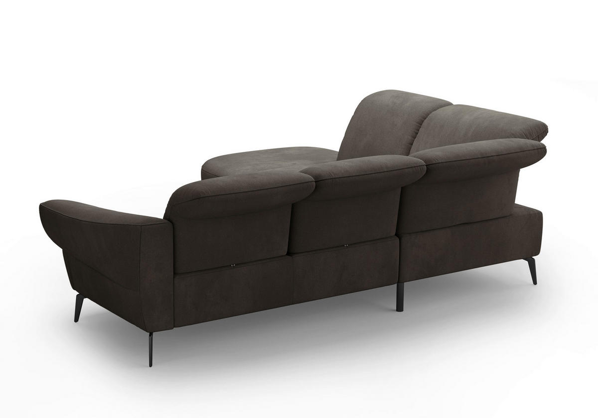 ECKSOFA in Flachgewebe Graphitfarben  - Schwarz/Graphitfarben, Modern, Textil/Metall (270/302cm) - Sit & More