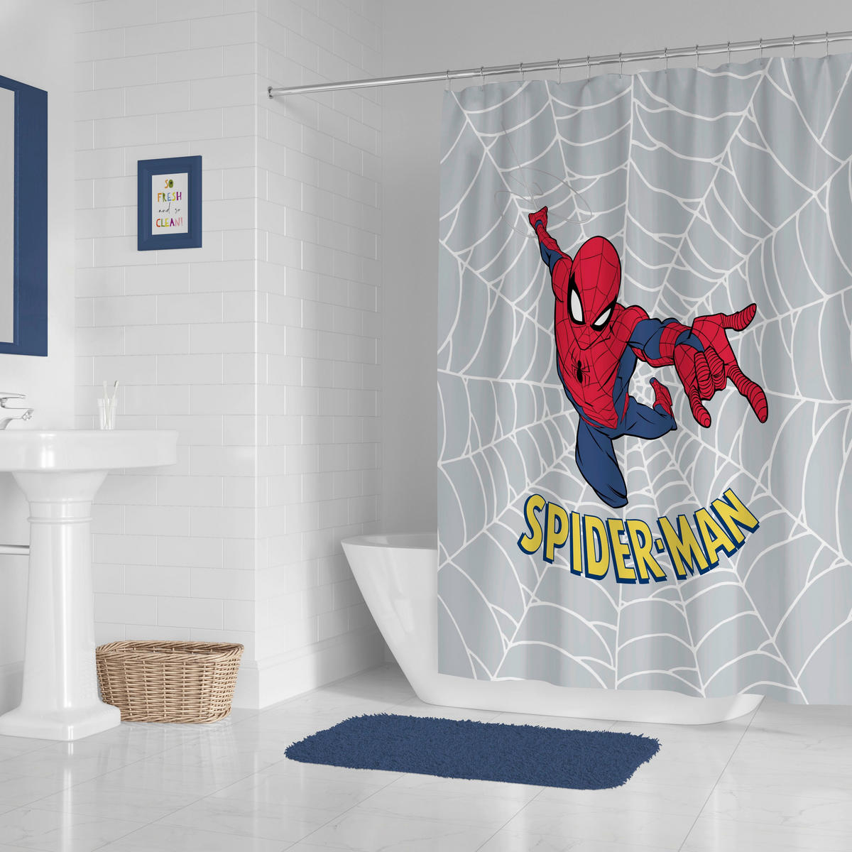 DUSCHVORHANG Marvel Spider Man 183/178 cm  - Grau, Basics, Textil (183/178cm)