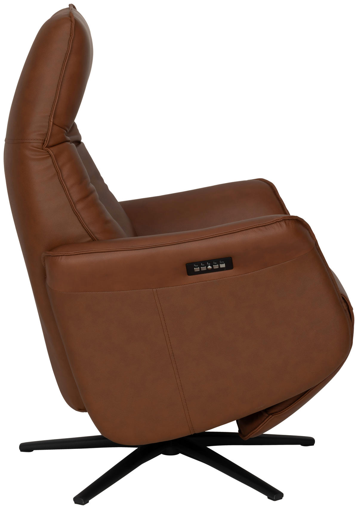 RELAXSESSEL Lederlook Echtleder    - Schwarz/Kupferfarben, Design, Leder/Holz (79/110/83cm) - Livetastic