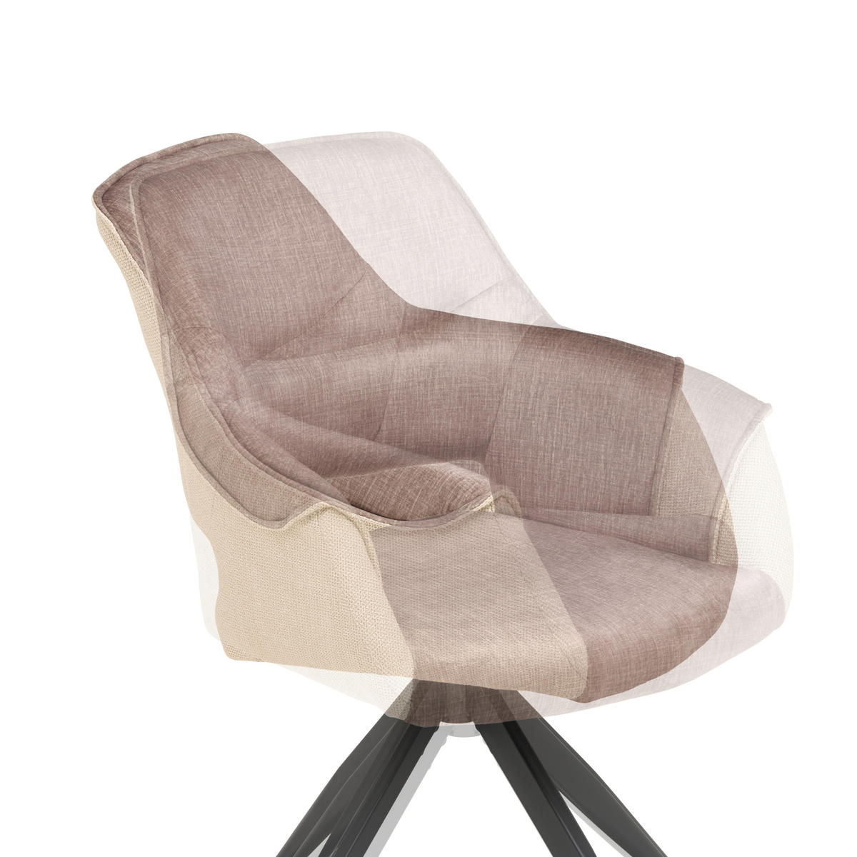 ARMLEHNSTUHL  in Eisen Samt, Webstoff  - Beige/Schwarz, KONVENTIONELL, Textil/Metall (62/86/64cm) - MID.YOU