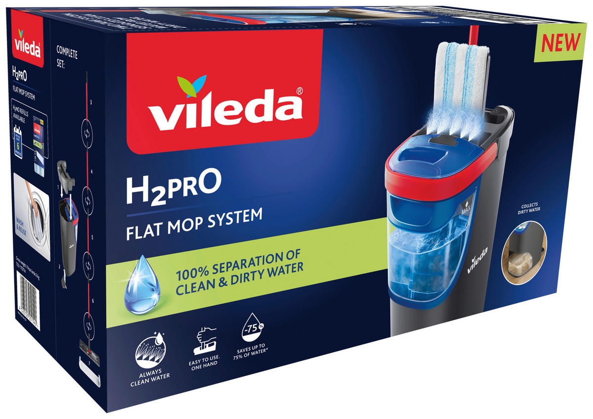 VILEDA H2PRO FLATMOPP - mörkgrå, Basics, plast (24/18/42cm) - Best Price