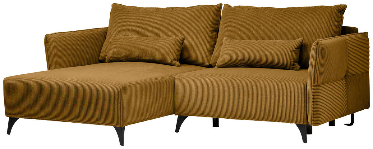 ECKSOFA Senfgelb Cord  - Senfgelb/Schwarz, Design, Textil/Metall (175/254cm) - Stylife