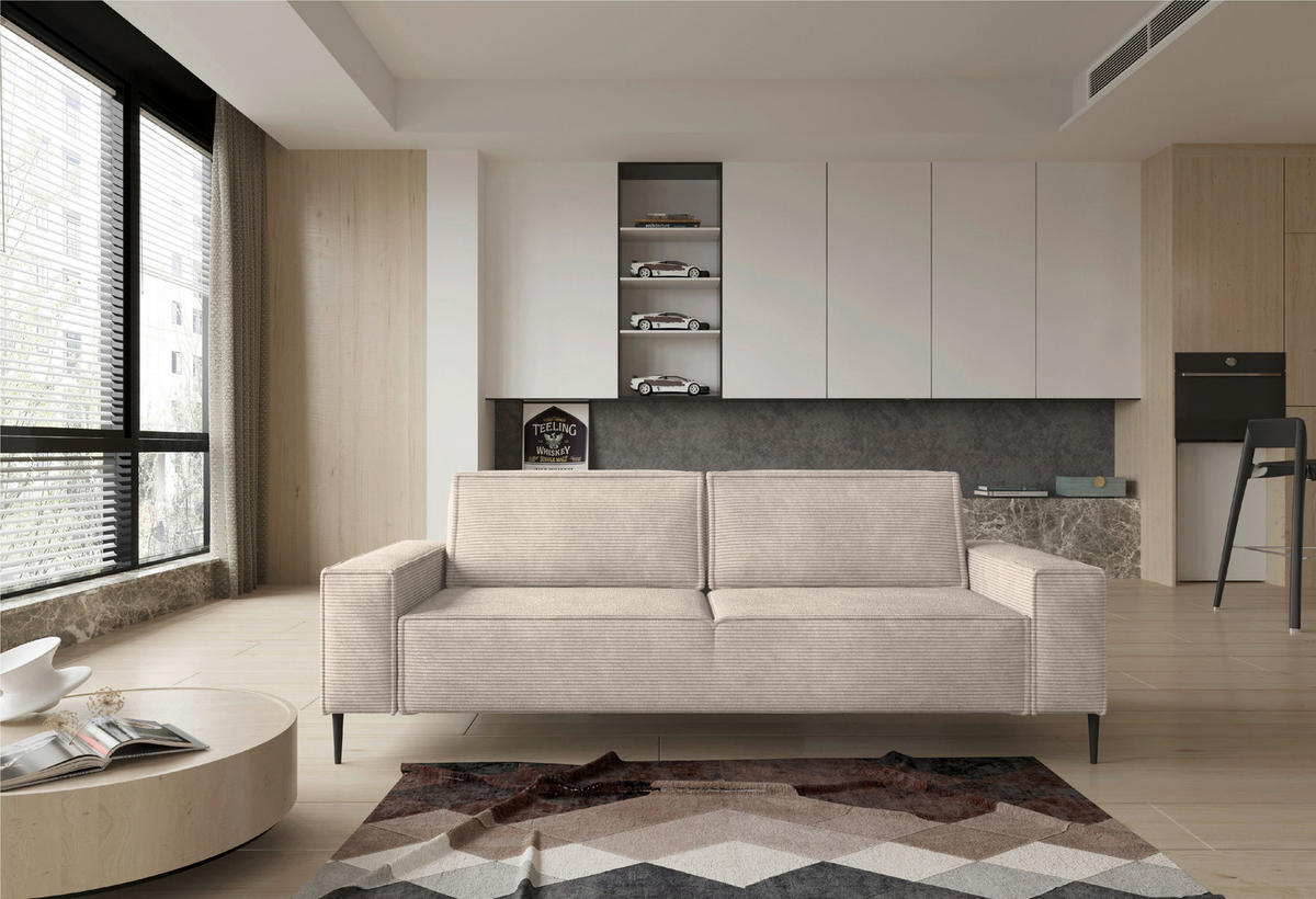 KANAPÉÁGY textil homok  - fekete/homok, Design, textil/fém (240/89/103cm) - Ti'me