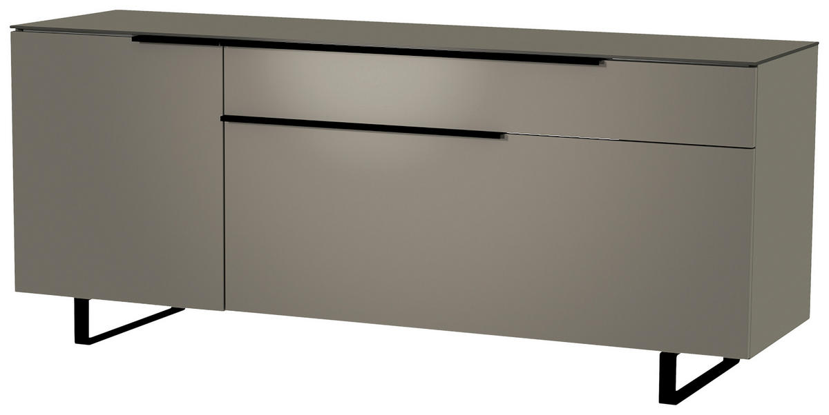 LOWBOARD Grau, Schwarz  160/66/45 cm  - Schwarz/Grau, Design, Glas/Holzwerkstoff (160/66/45cm) - Moderano