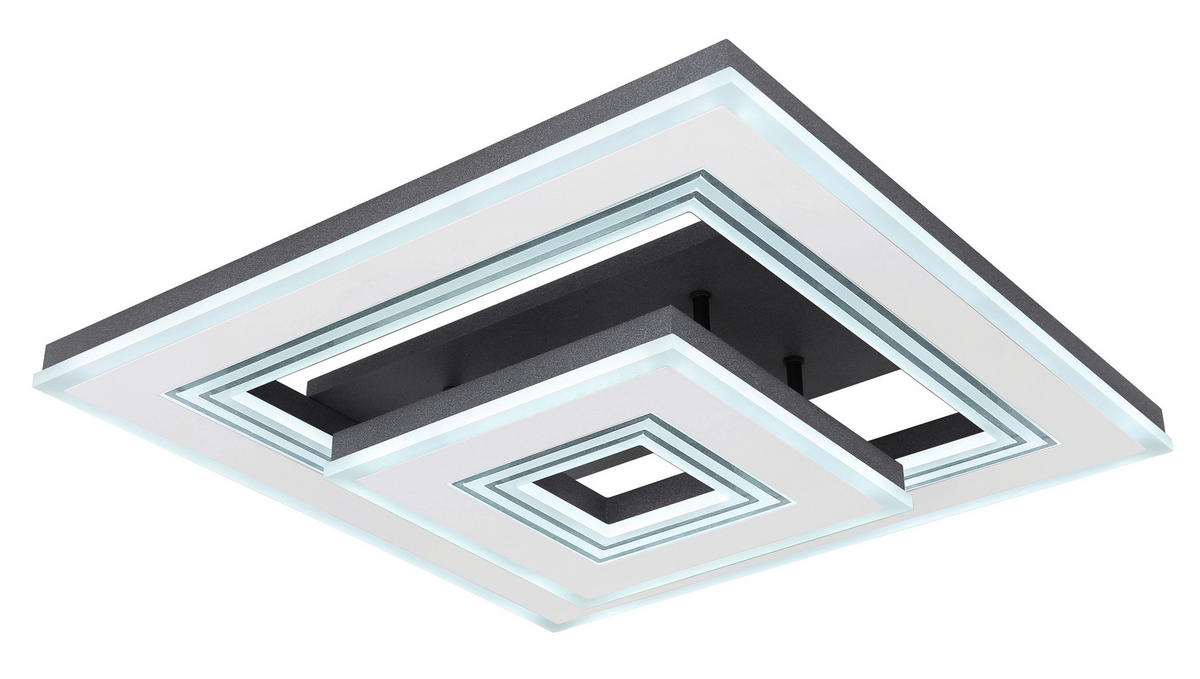 LED-DECKENLEUCHTE 50/50/11,5 cm   - Opal/Schwarz, Design, Kunststoff/Metall (50/50/11,5cm) - Globo